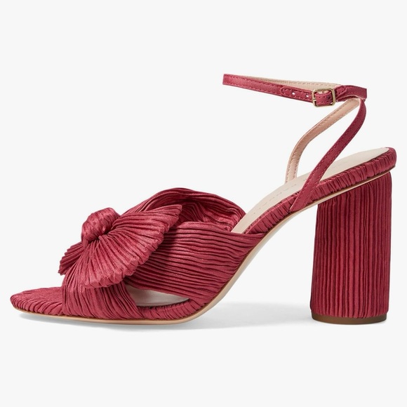 Loeffler Randall Camellia Pleated Bow Heel with Ankle Strap ,Size 8,burgundy. - Picture 4 of 7